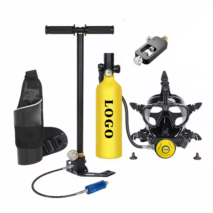 RS Custom Logo New 1L Mini Scuba Diving Tank DIDEEP X4000pro+ Diving Accessories Lung Air Diving Tank With Full Face Mask Pump