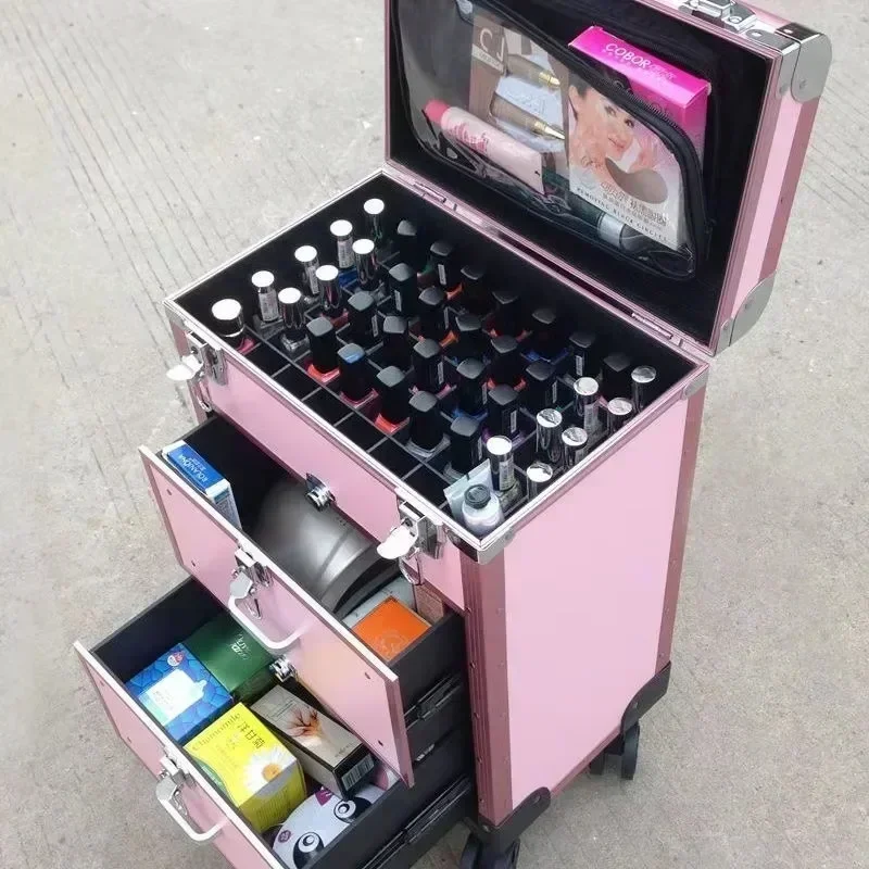 حار SalesHot مبيعات المهنية حقيبة مستحضرات تجميل سعة كبيرة المتداول عجلات حقيبة سفر مستحضرات التجميل Caseon الجمال مسمار الوشم رجل #3