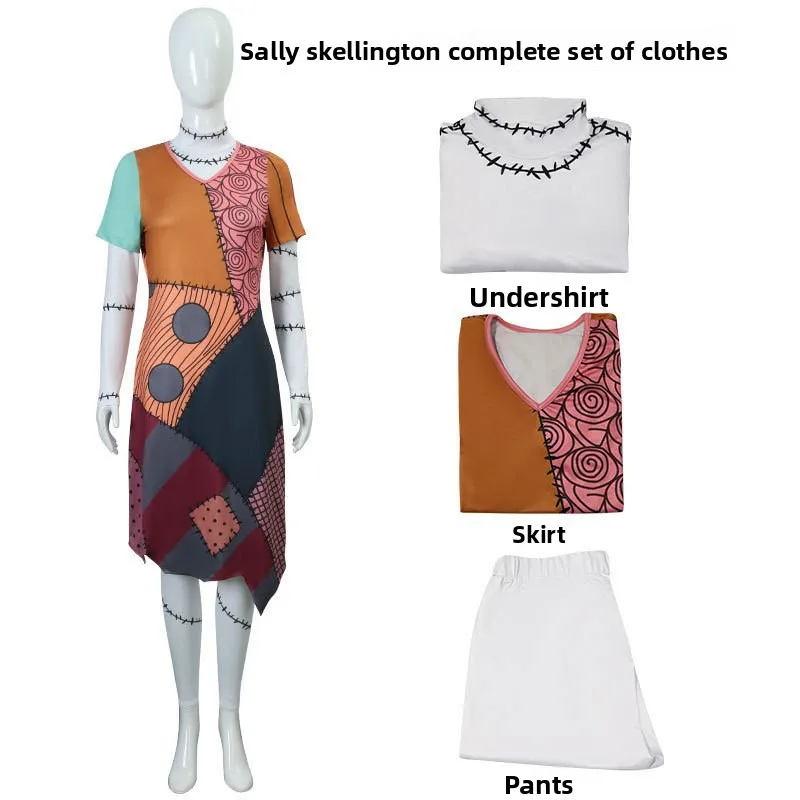 سالي سكيلينجتون ​   أزياء تنكرية كابوس قبل عيد الميلاد شعر مستعار للنساء لحفلات الهالوين كرنفال زي لعب الأدوار