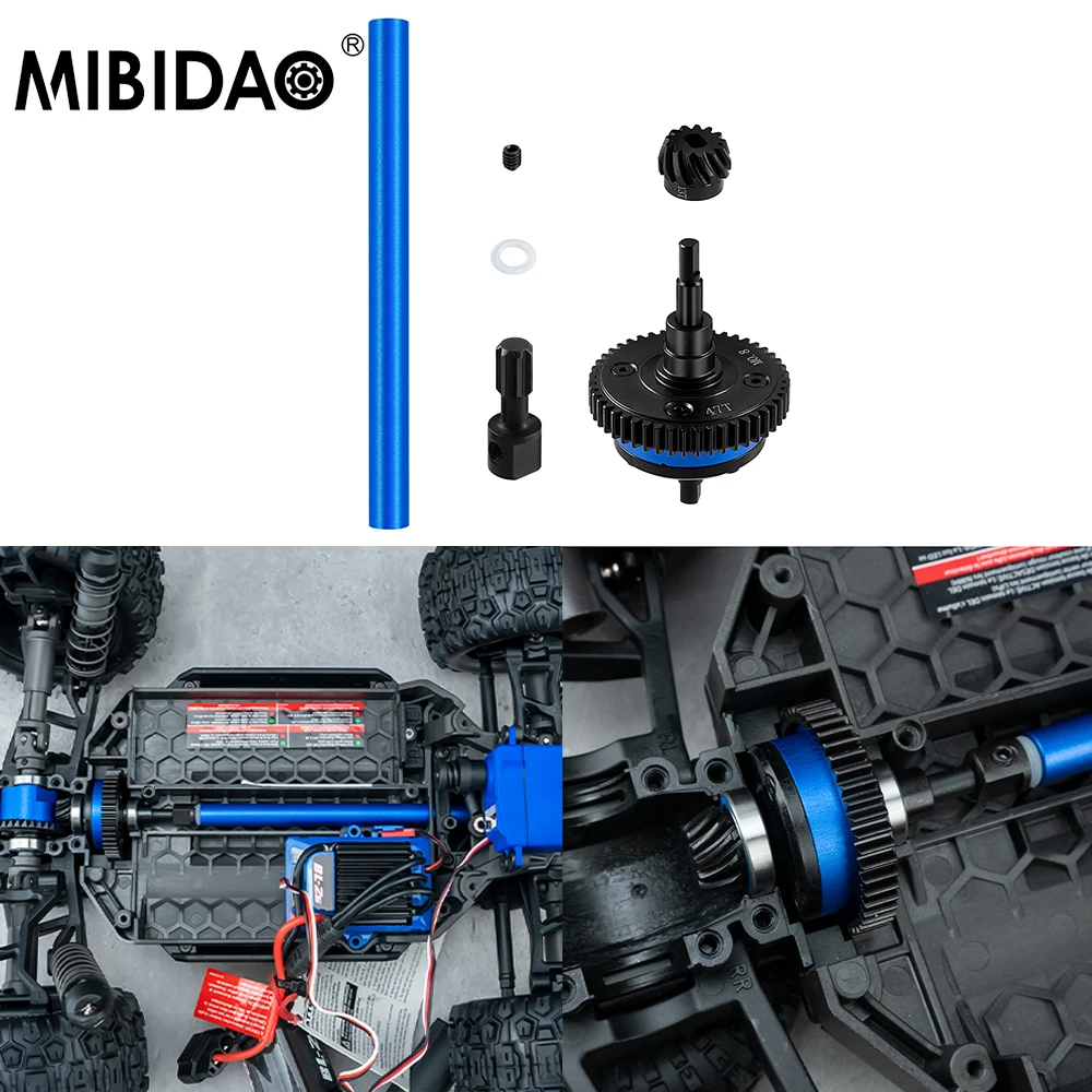 

MIBIDAO Front Rear Metal Differential for 1/16 RC Car Traxxas Mini Maxx Upgrade Parts Accessories