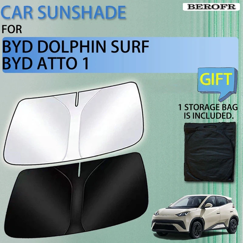 Summer Sunshade For BYD Atto1 Dolphin Surf Mini Seagull 2023 - 2027 Accessories Car Front Window Sun Protector UV Parts Sticker