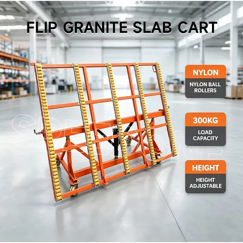 Steel Durable Granite Stone Marble Tilt Fabrication Table Carry Trolley with Adjustable Features 2000mm Length for Slab