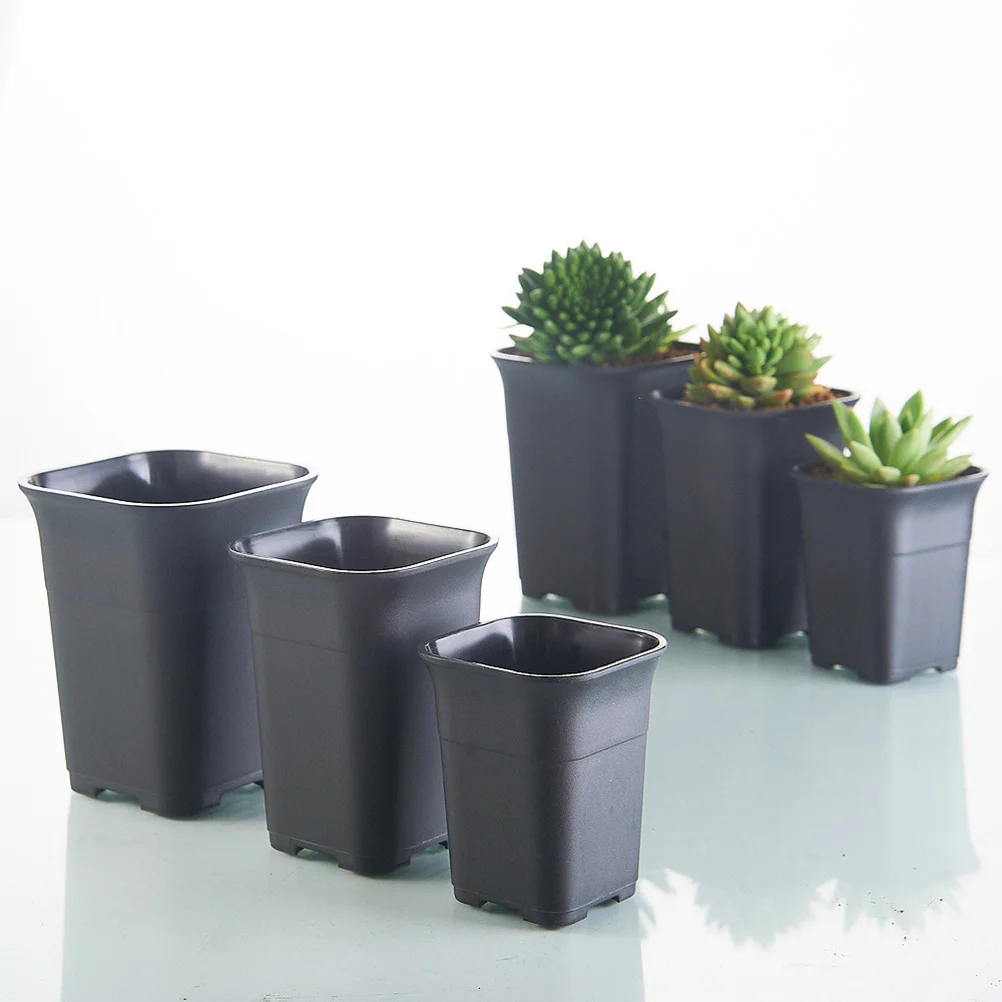 

10pcs Plastic Flowerpots Thickened Square Mini Succulent Basin Drainage Holes Cactus Bonsai Plants Container Nursery Pot Decor