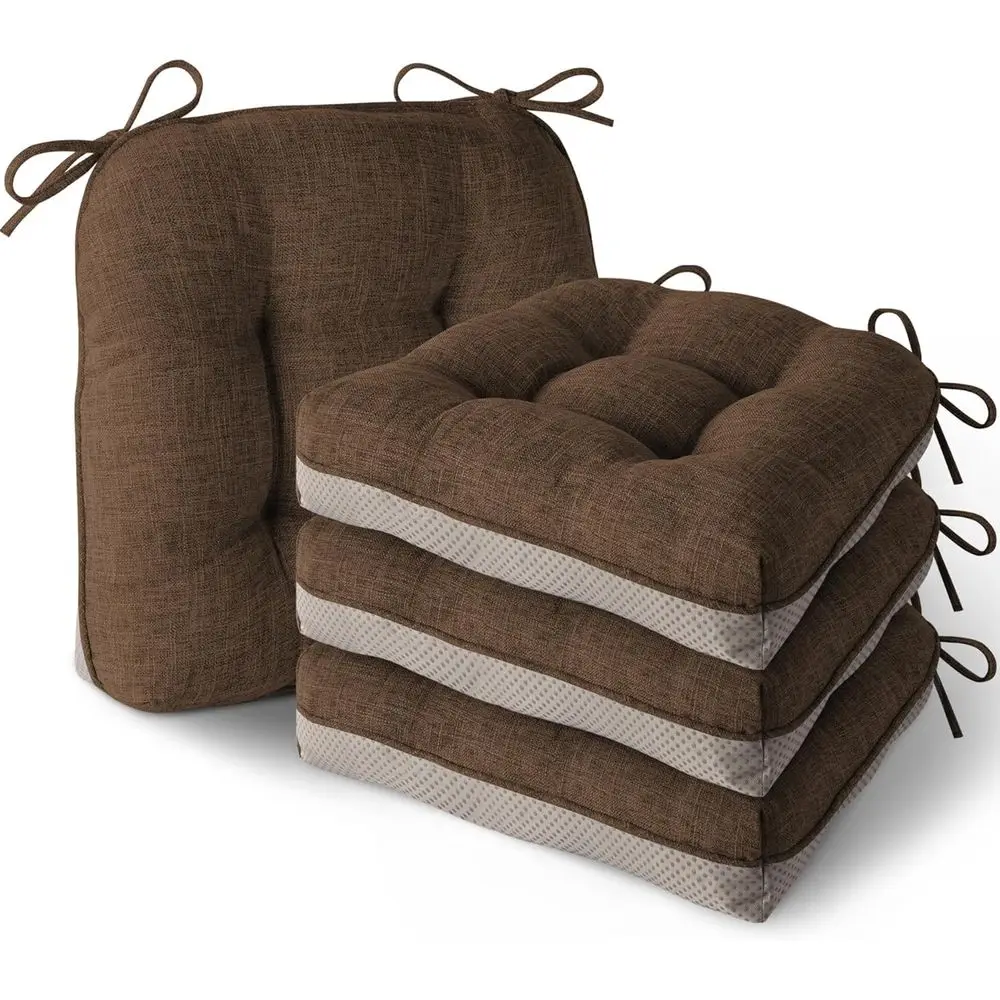 

Набор из 4-х толстых нескользящих подушек для кухонных стульев с завязками, 16 x 16 x 4 дюйма, подушки для обеденных стульев.