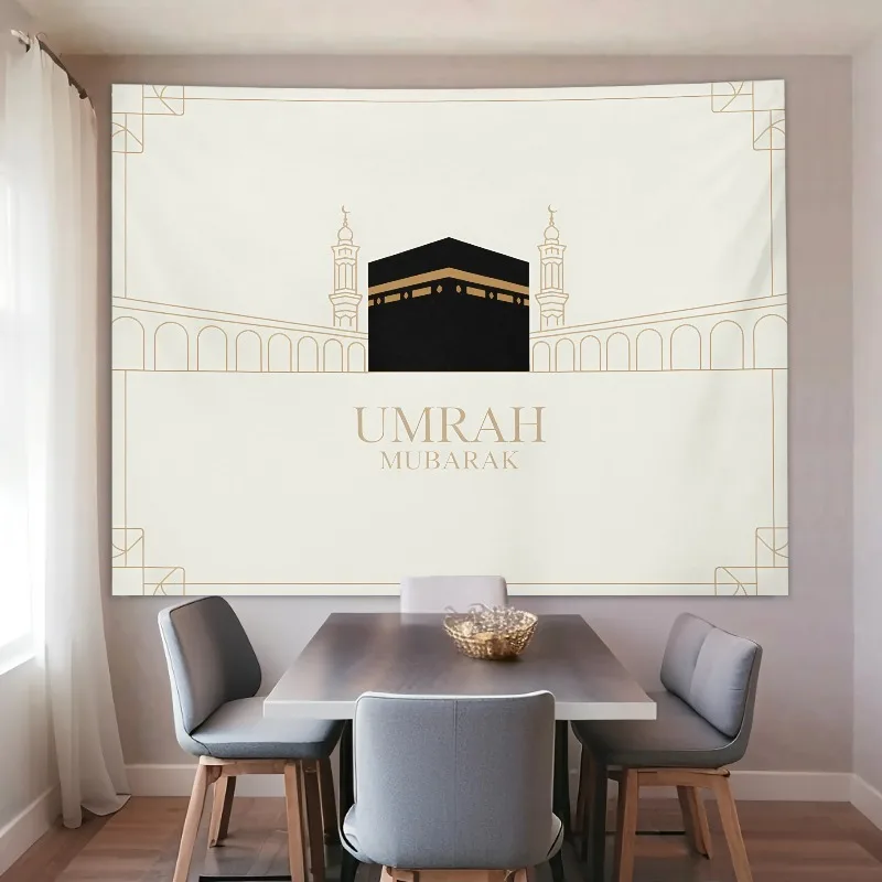 VIKAMA Umrah Mubarak Wandteppich Banner für Innenräume Restaurant Kerbai Thema Islamische Pilgerreise Heim Festival Dekoration