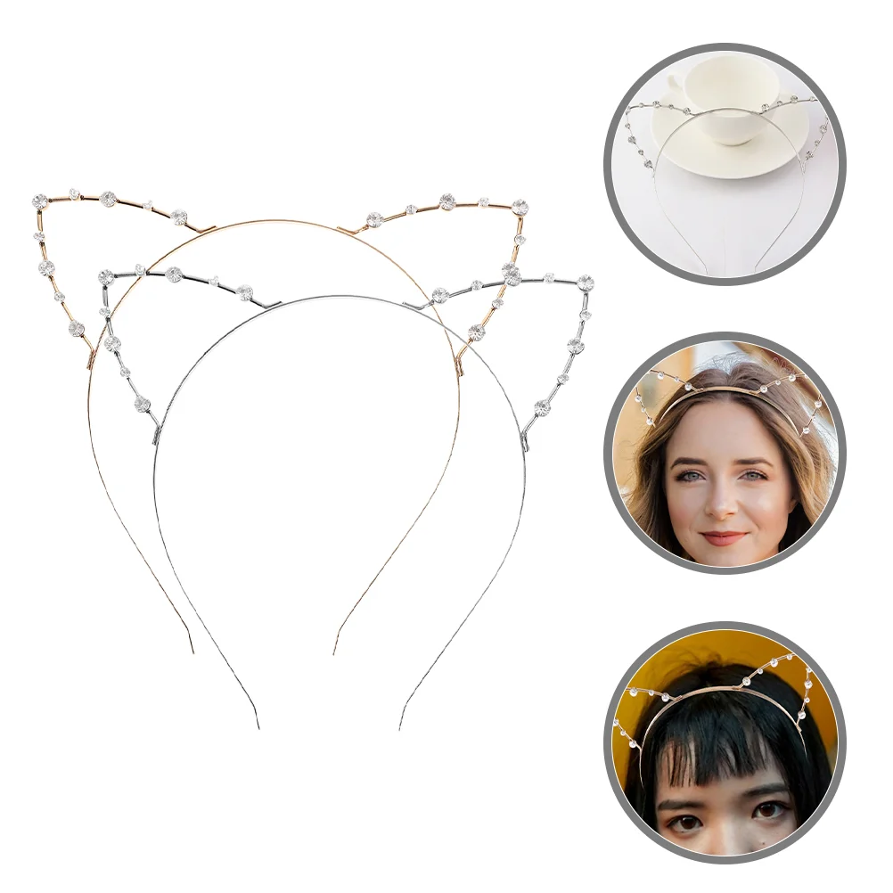 

2 Pcs Cat Ears Head Bands Cosplay Accessories Costume Alloy Headbands for Women
