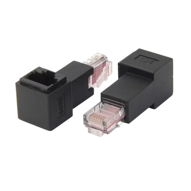 Cabo de rede cotovelo adaptador de 90 graus RJ45 macho para cabeça de extensão fêmea