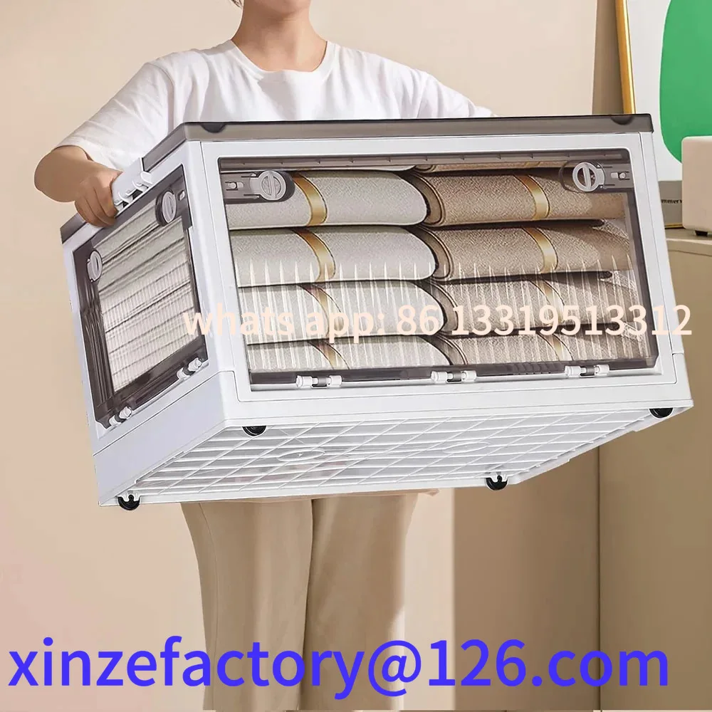 

Customizable Livingandhome Transparent Folding Storage Box with Wheels