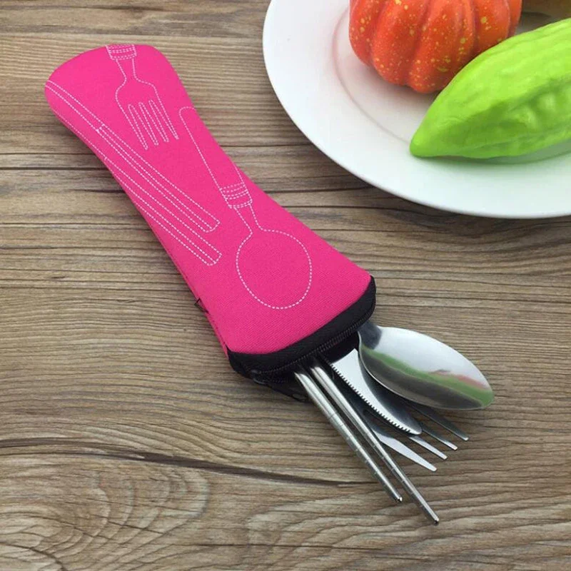 Portable Tableware Bag Cutlery Storage Bag Travel Packaging Storage Box Picnic Fork Spoon Knife Pouch Bag (Without Tableware)