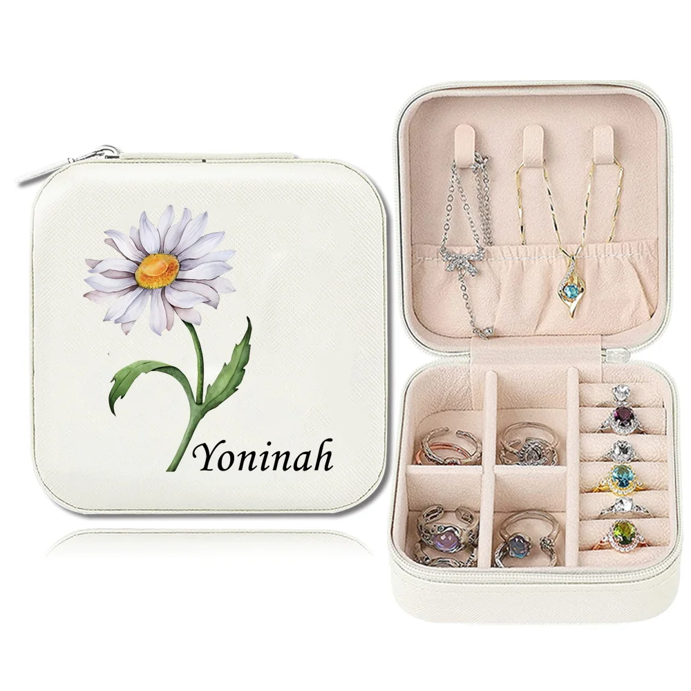 صندوق مجوهرات للسفر للسيدات، صندوق تخزين بنمط مطبوع أنيق #6