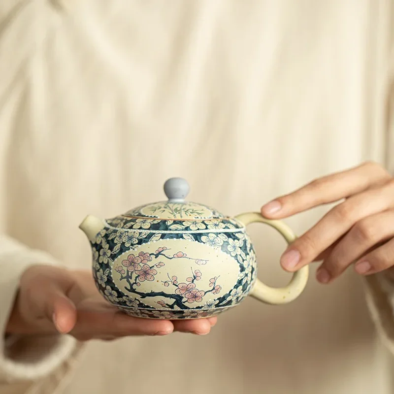 Jingdezhen Blue and White Open Window Plum Blossom Traditional Xishi Pot Brewing Teapot Ceramic Teacup Is Not Hot Kung Fu TeaSet