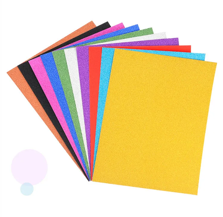 250gsm Non Shed Glitter Cardstock Paper For Kids DIY Decors 20*30cm Size 10 Assorted Colors