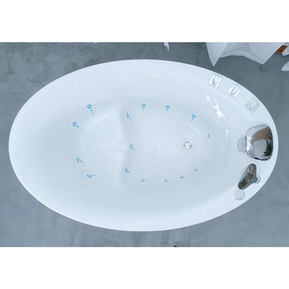 

48" x 31" Air Jetted Soaking Tub,400W Freestanding Whirlpool Bathtub with 48 Bubble Jets, 21" Soaking Depth,Built-In Seat for