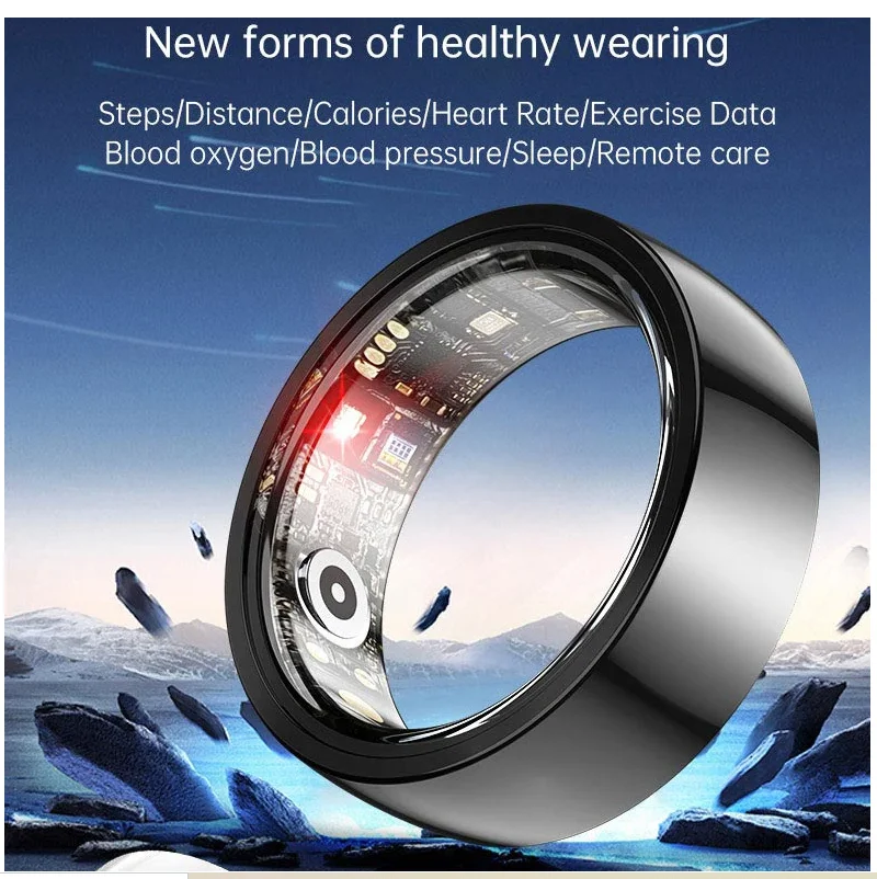 Ceramic Smart Ring R1000 IP68 Waterproof Lightweight Health Fitness Tracker Blood Pressure Oxygen Hear Rate Monitor Finger Ring