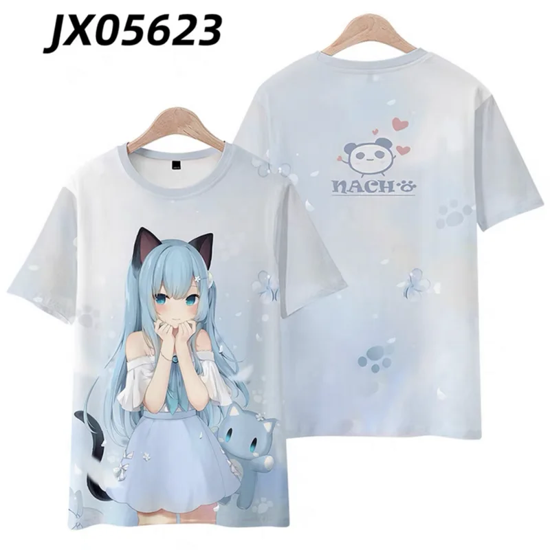 T-shirt manches courtes col rond, streetwear populaire, Nekoha shizuku, impression 3D, mode estivale, grande taille