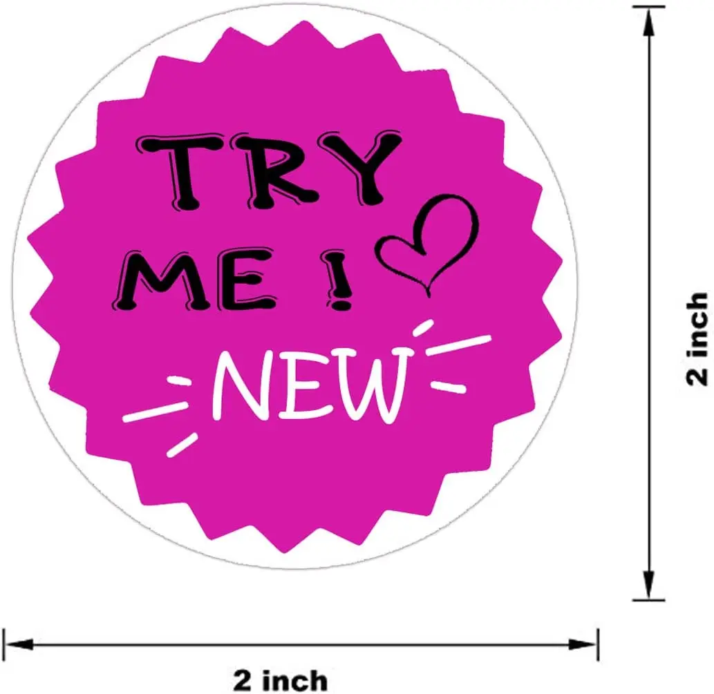 Try Me Stickers,Round New Try Me Grocery Store Food Labels 500/Roll (Pink 2 inch)