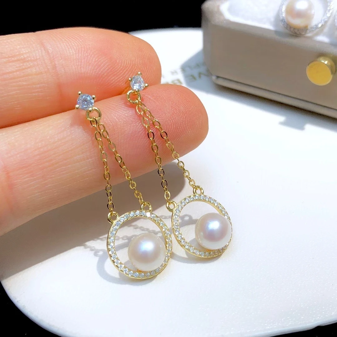 

Wholesale S925 Sterling Silver Earrings Mount Findings Settings Base Mounting Parts Accessory for 5-6mm Pearls 5 pairs/lot