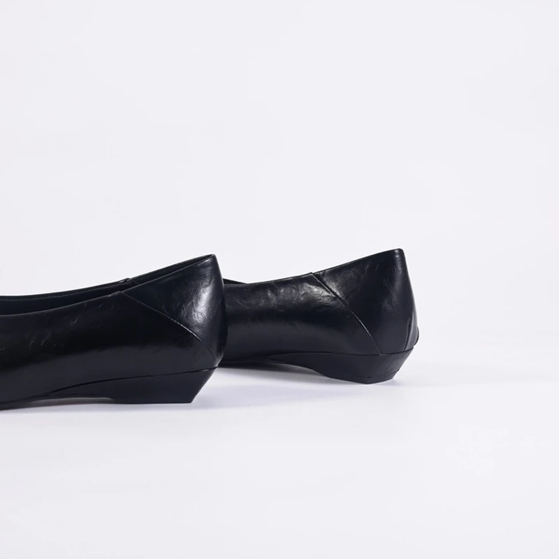 Novo couro feminino apontou salto baixo simples e confortável retro moda único sapatos de trabalho