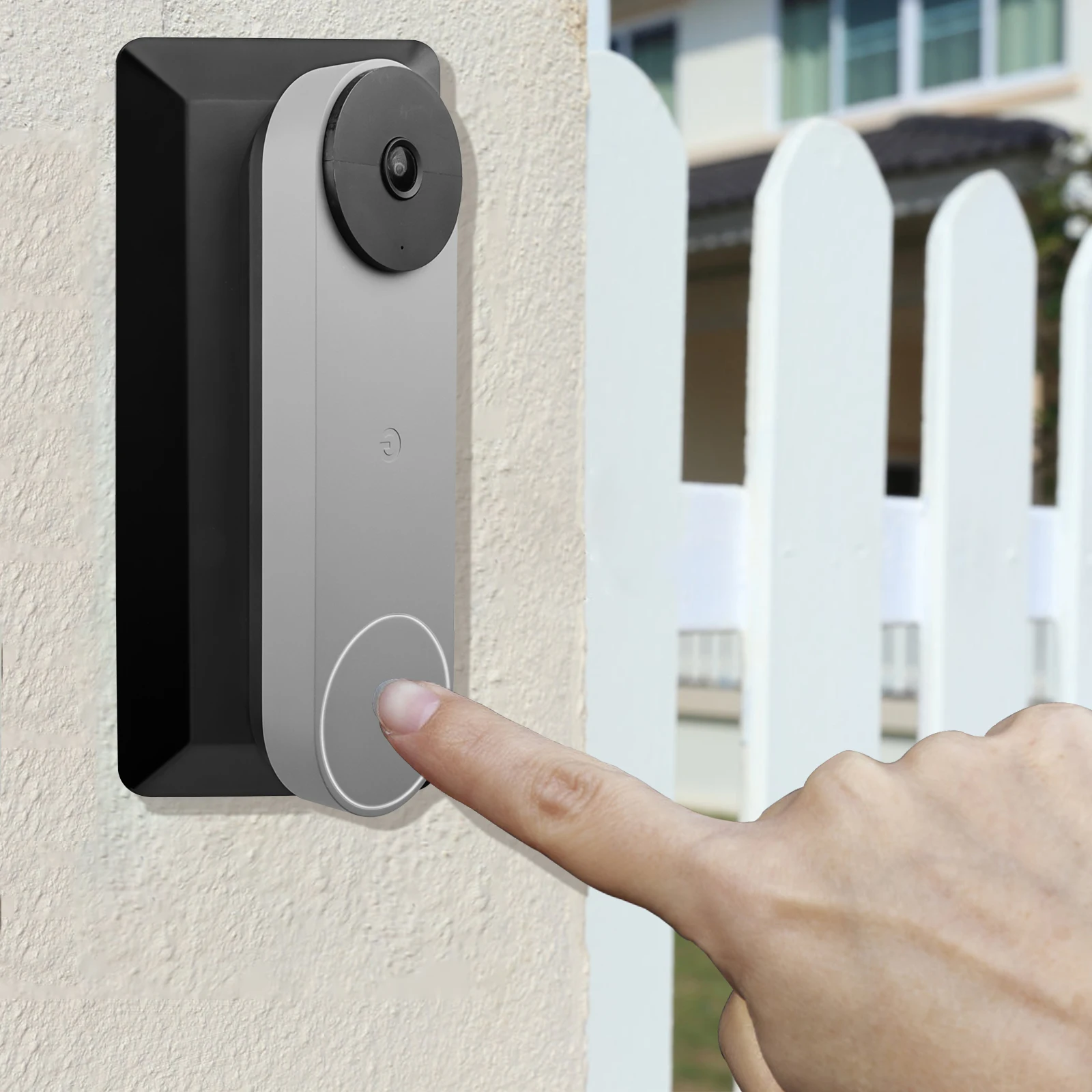 لوحة الحائط لجوجل عش الجرس (البطارية) ، لوحة جرس الباب أنيقة 35 درجة اليسار أو اليمين تعديل ركيزة زاوية