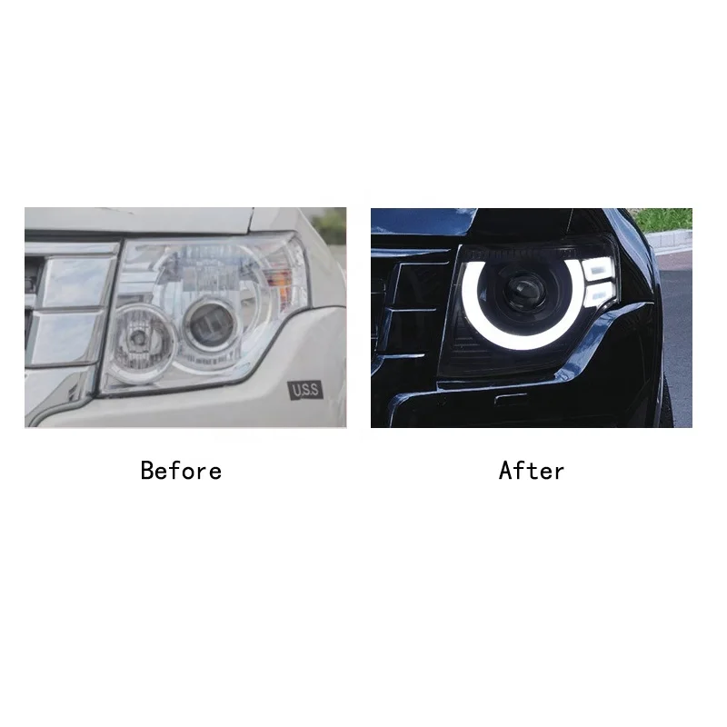 التوصيل والتشغيل DRL مصباح سيارة رئيس ضوء ترقية LED المصباح ل باجيرو IV V93 V97 V87 2015-2022 المصابيح الأمامية #5