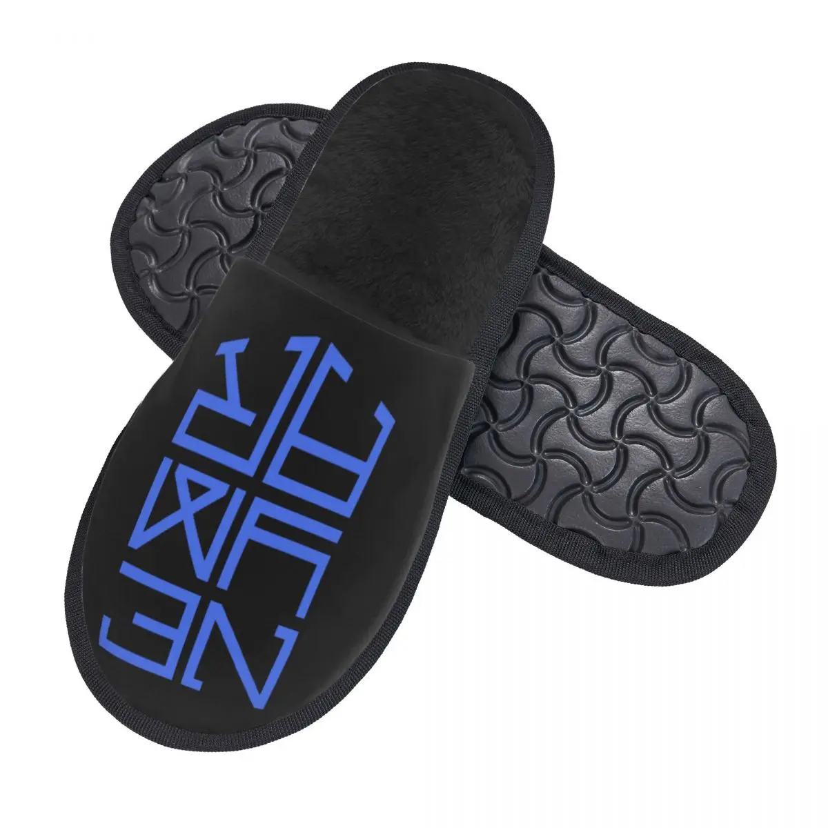 Custom Blue Neymar Football Comfort Scuff With Memory Foam Slippers Women Soccer Spa House Shoes