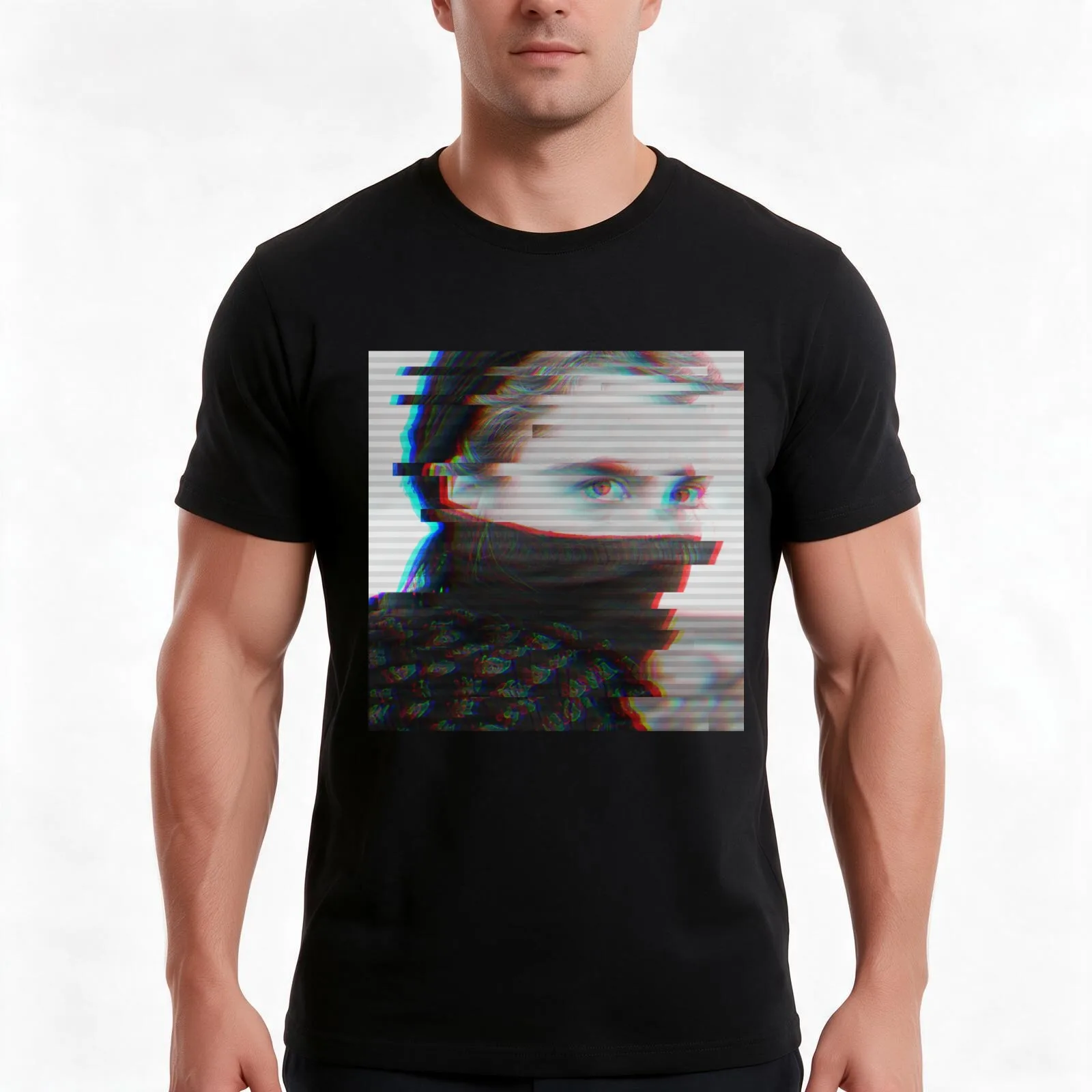 Glitch effect in a scene from the film Portrait of a Lady on Fire. T-Shirt, Summer Casual Cotton Tee, Oversized Streetwear Tops