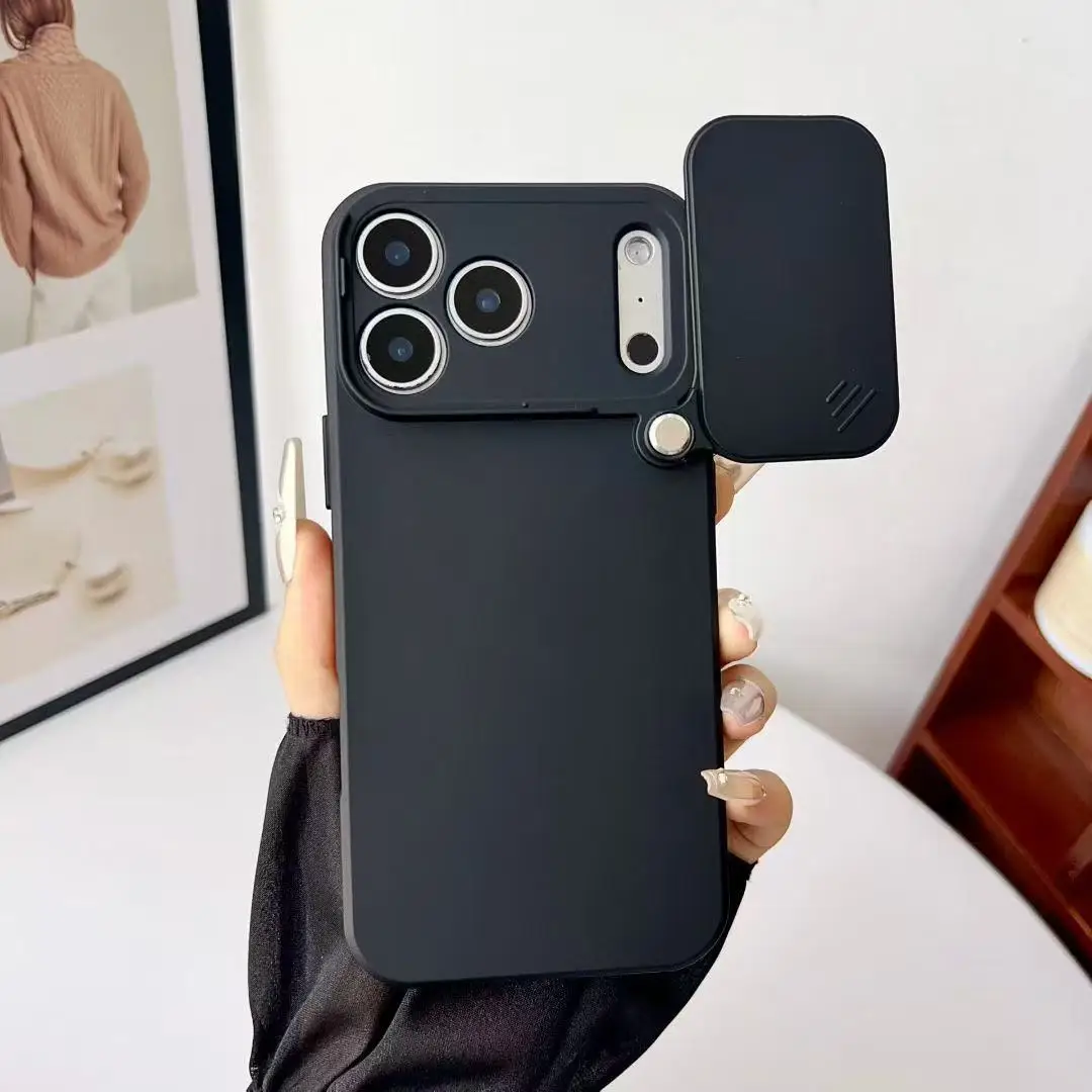 Etui z miękkiego silikonu z przesuwaną osłoną obiektywu aparatu do iPhone'a 17 ProMax 17Air 16 15 14 Plus 13 12 11 Pro, odporne na wstrząsy.