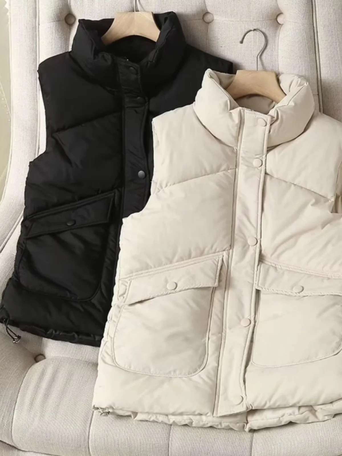 

Новая модная утепленная жилетка из хлопка и полиэстера больших размеров, однотонная, для осени и зимы