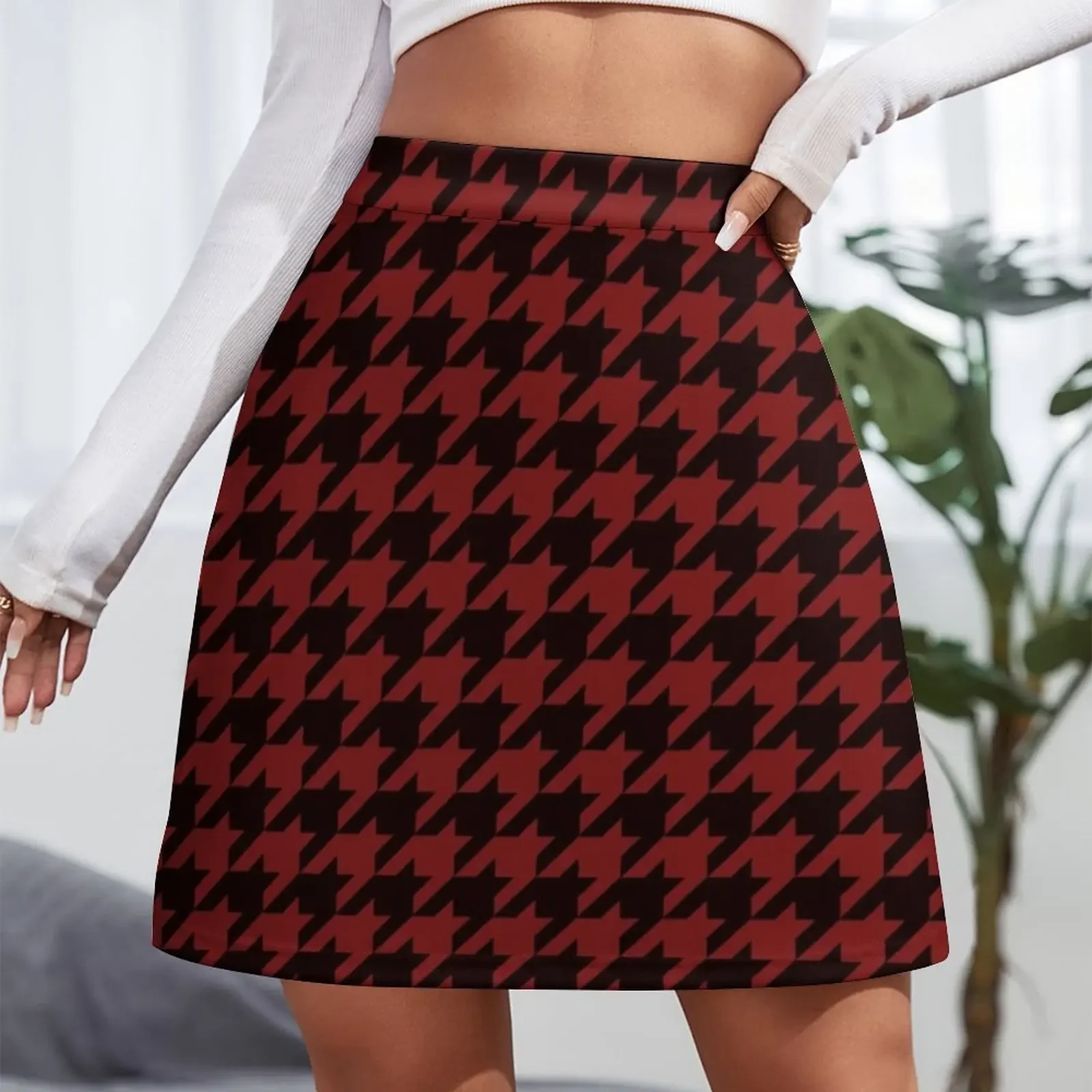 Anias Plaid Matching Red & Black Houndstooth Large Details Mini Skirt women's summer dress 2024 women's clothing korea stylish