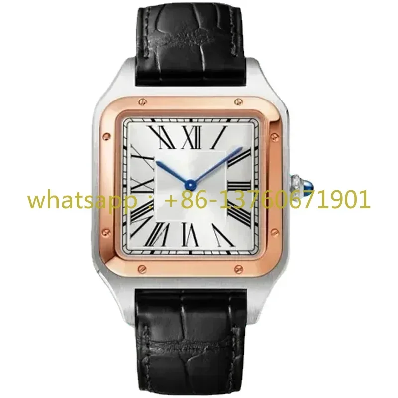 Luxury New Mens Women Watch Quartz Couple Rose Gold Black White Rome Dial Lover Leather Blue Sport Watches