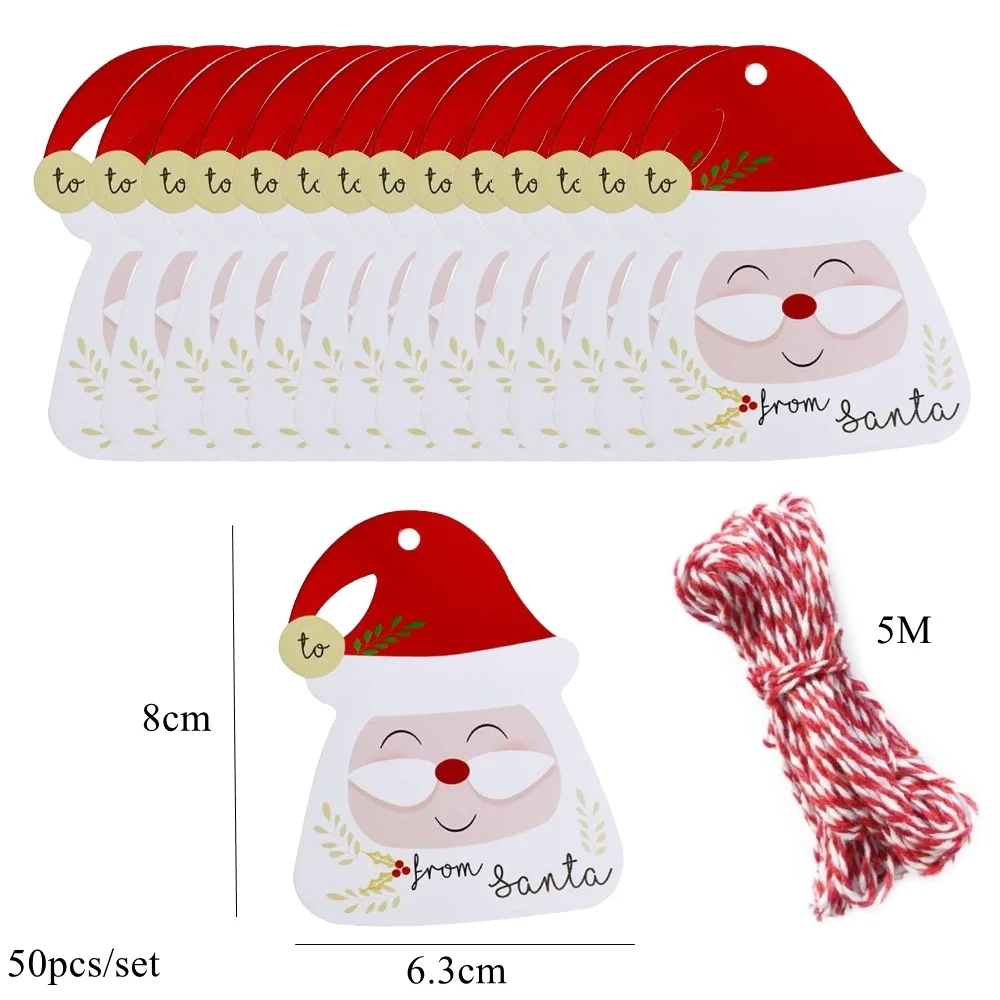 Christmas Santa Claus Paper Tags Xmas Candy Holder Cards/Boxes 2023 Merry Christmas Party Labels Kids Gift Wrapping Stickers