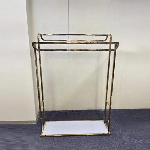 Wholesale Middle Island Clothes Display Rack High-End Clothing Rack for Boutique Stainless Steel Gold Hang Display Shelves Stand