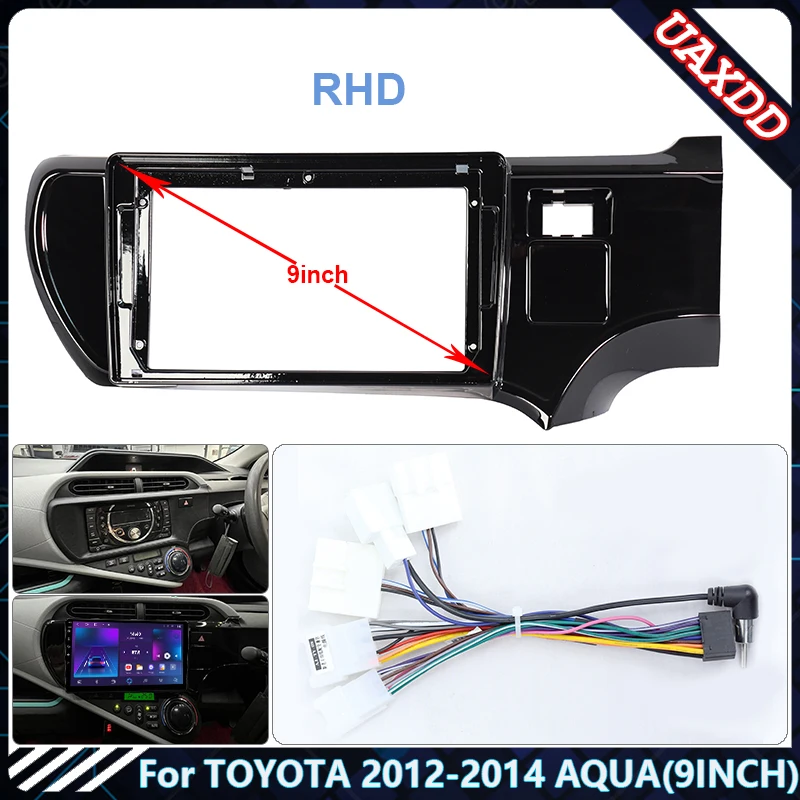 For TOYOTA 2012-2014 AQUA 9INCH RHD UV Car Radio Android Stereo audio screen multimedia video player navigation  Harness frame