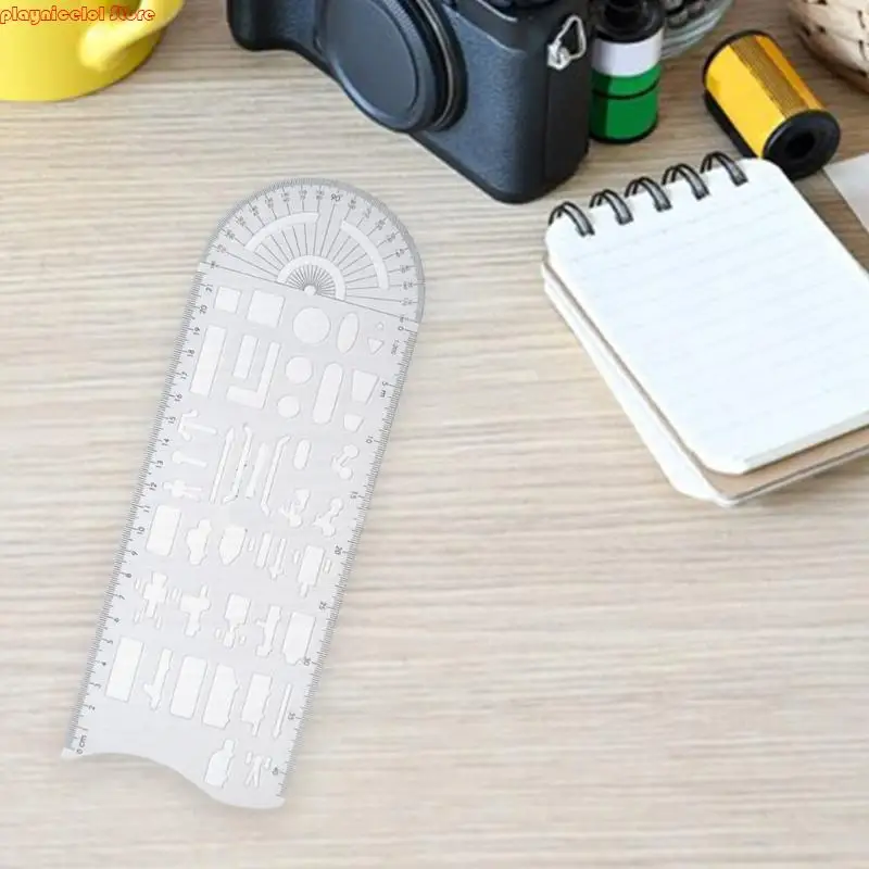 E8BA Multifunctional Geometric Stencils Drawing Accident Scene Templates with Measuring Ruler Geometric Drawing Templates
