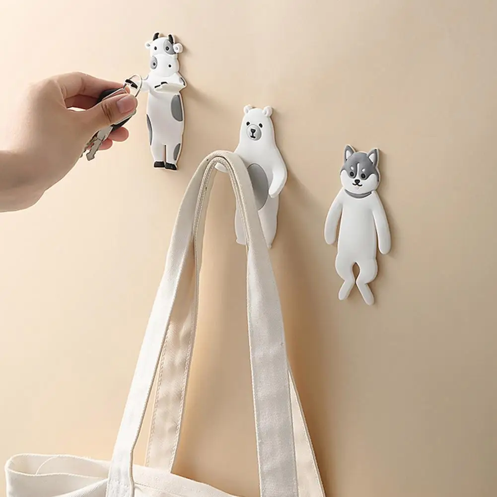 Gancio carino Adorabili ganci da parete autoadesivi a forma di animale per cucina Bagno Facile installazione Ganci riutilizzabili Set di 4 Divertimento