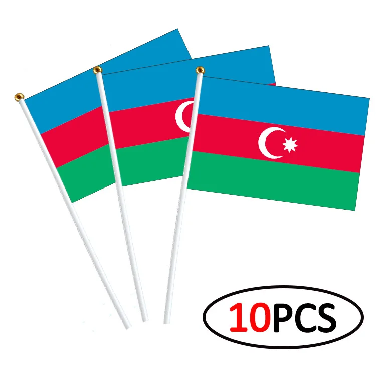 

10/50/100Pcs Azerbaijan National Flags with Handheld Pole 14x21cm Double Sided Polyester Flags National flag wholesale