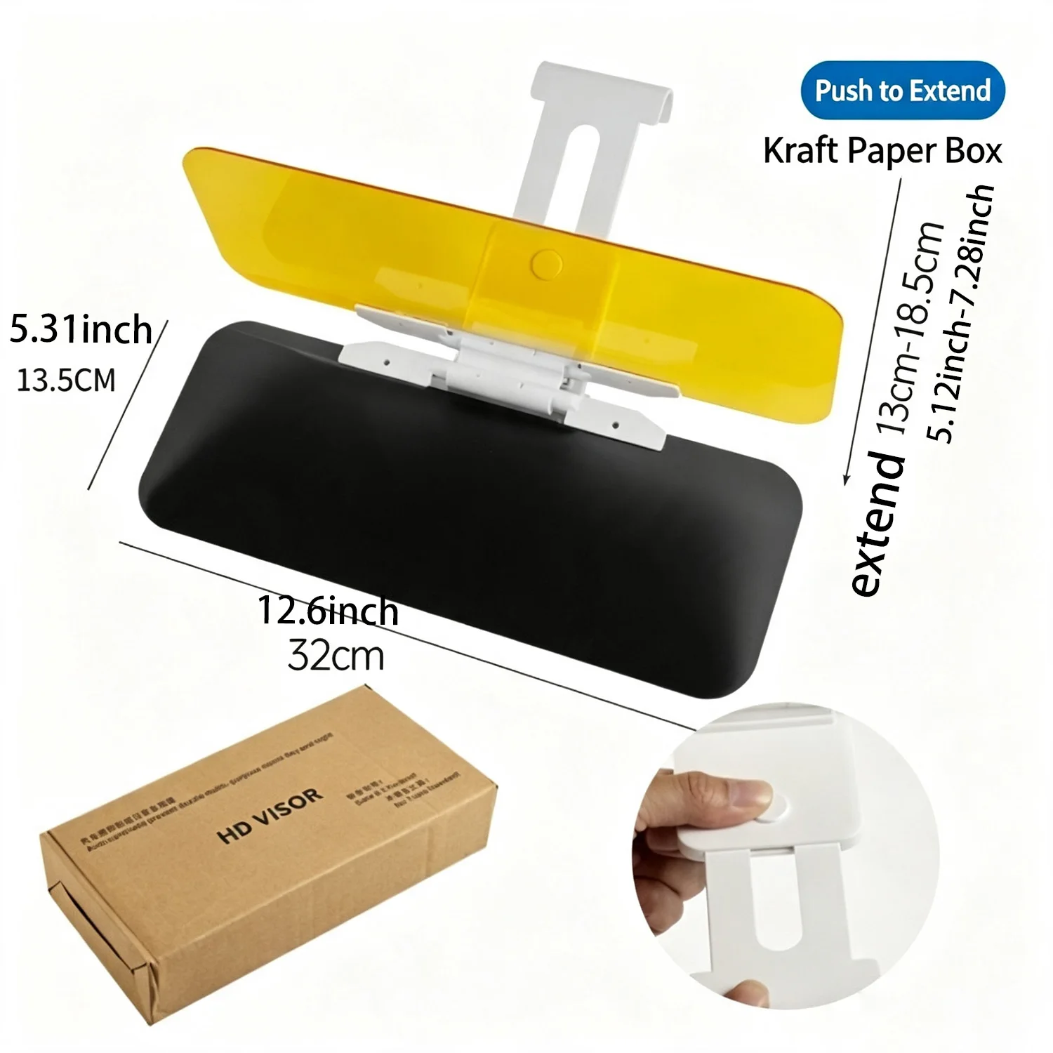 1pc Car Sun Visor Goggle Night Vision Driving HD Anti Sunlight Dazzling Day Mirror UV Fold Flip Down Clear View Interior Mirrors