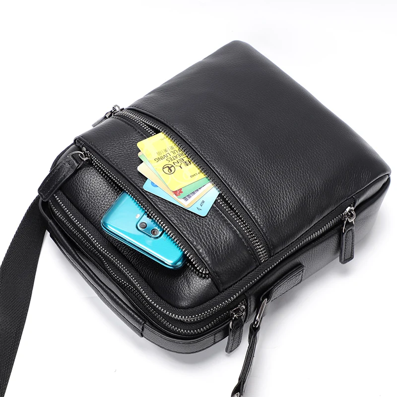 High Quality Men's Genuine Leather Crossbody Bags Male CowhideLeather Messenger Bags Black Men Shoulder Bag Cross body Bags