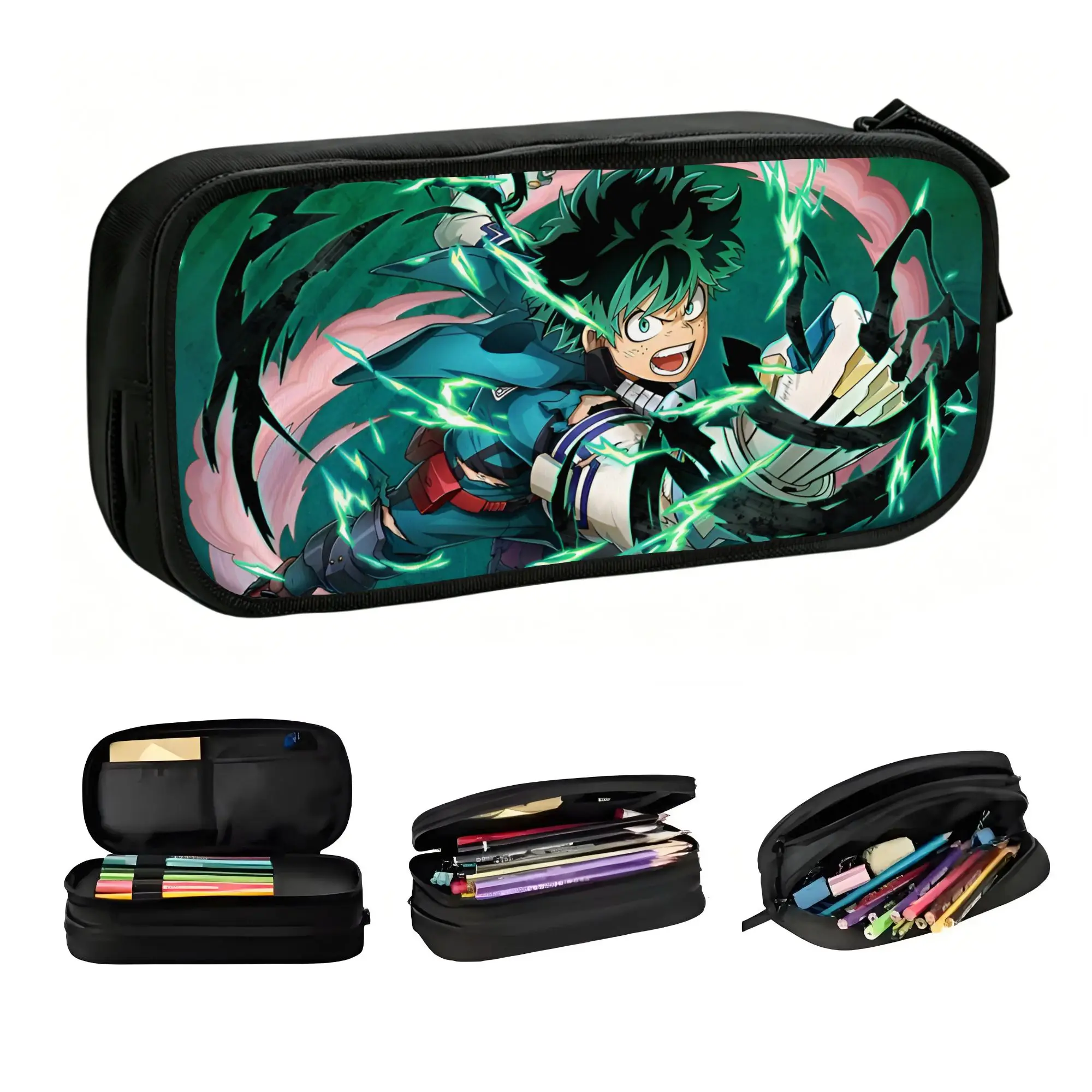 Custom My H-Heros Academias Pencil Case Boy Girl Big Capacity Fire Style Fashion Cartton Comic Pen Box Bag School Accessories view 2