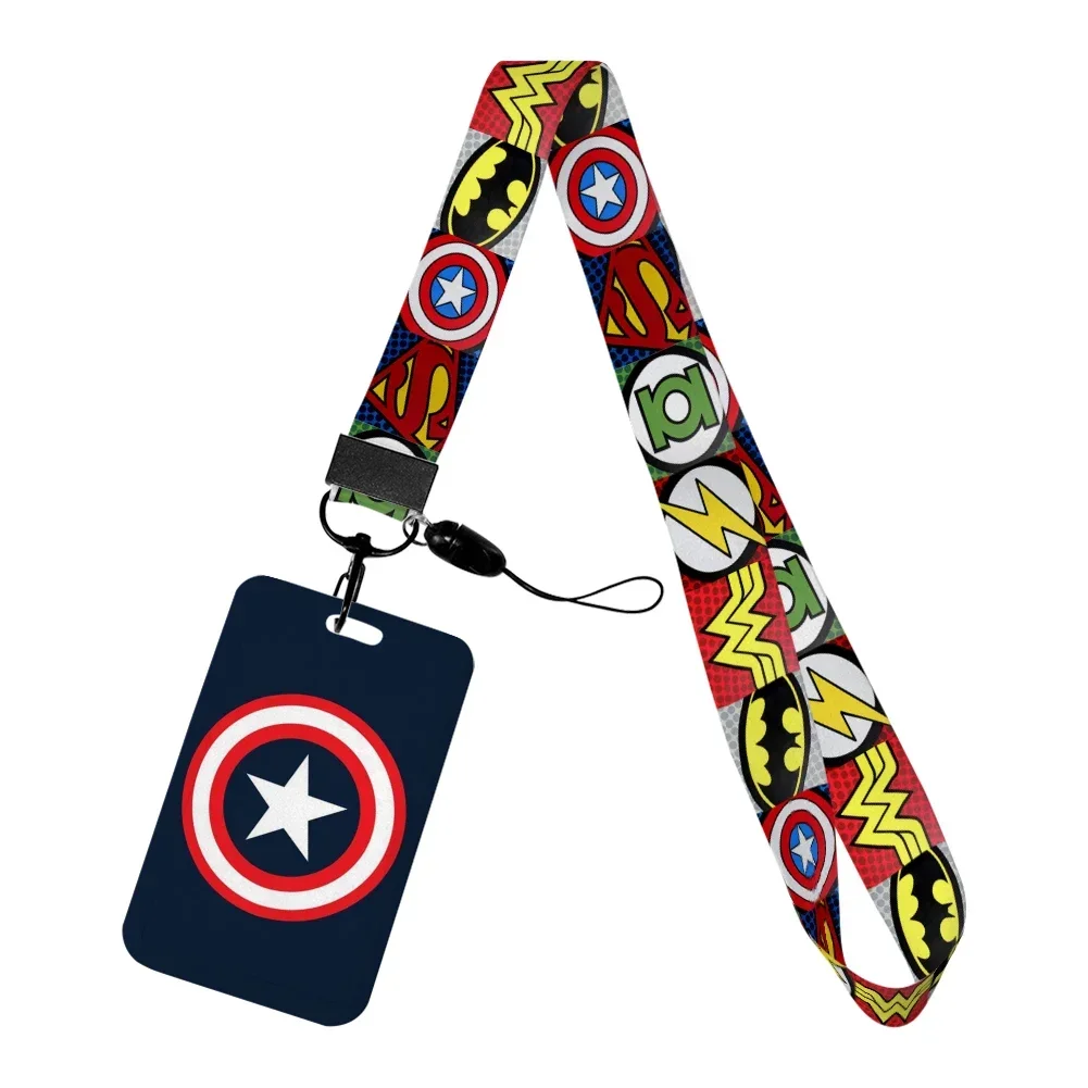 Kartun Karakter Film Marvel Pahlawan Penutup Kartu Pelajar Kampus Tas Leher Gantung Tempat Kartu Lanyard Tempat Kartu ID Gantungan Kunci