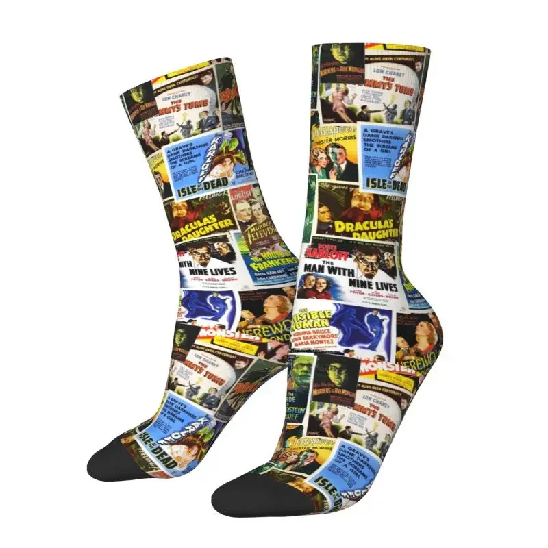 Funny Mens Vintage Horror Movie Dress Socks Unisex Warm Breathbale 3D Printing Frankenstein Crew Socks