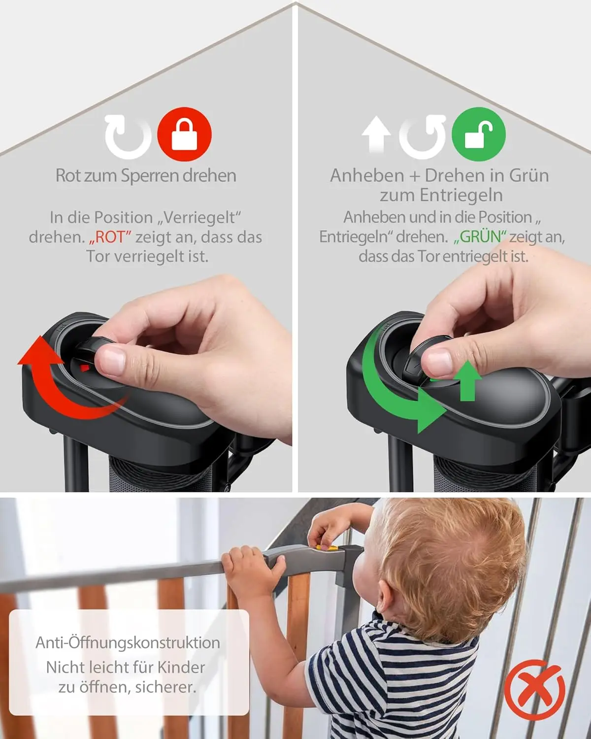 HOMGEN Scale/Porta Regolabile Cancello per Bambini e Animali Domestici, 0-180 CM, Funzionamento con Una Mano, Rinforzato con Fibra di Vetro, Nero