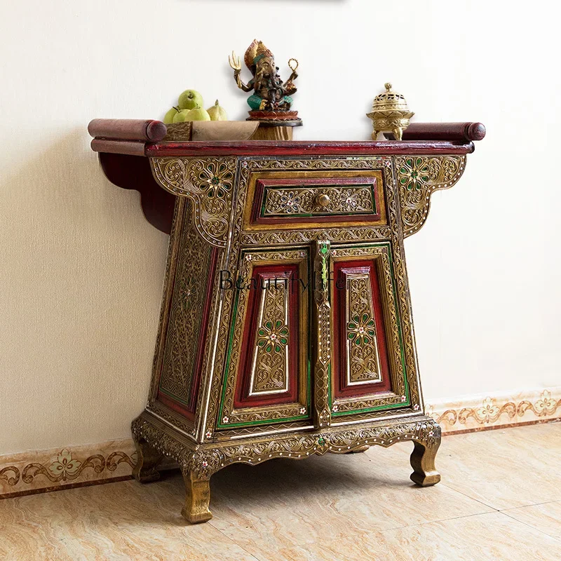 

yj32 Solid wood porch cabinet for table Thai-style household Buddhist table for table incense case