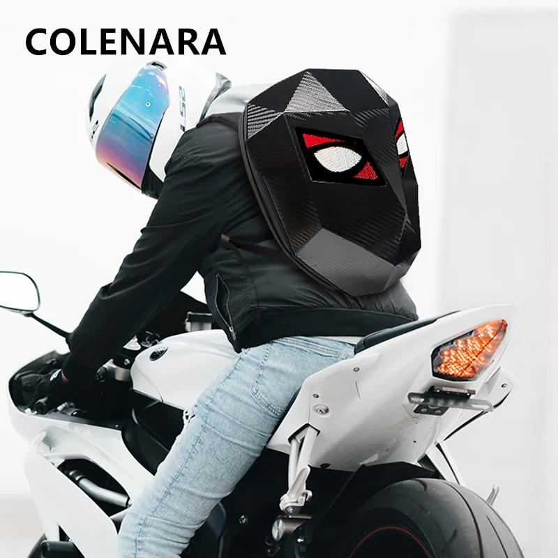 

COLENARA Men's Backpack ABS + PC Laptop Shoulder Bag Motorcycle Helmet Riding Schoolbag LED Light-emitting Waterproof Backpacks