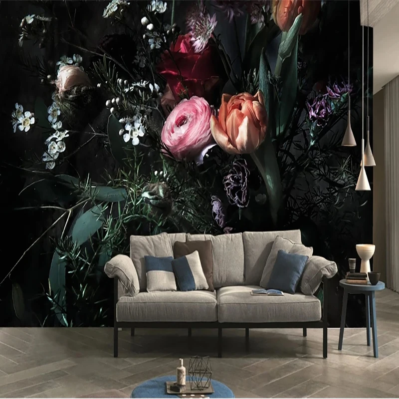 

Custom 3D Photo Wallpaper Vintage Flower Papel Tapiz Tulip Rose Design Murals For Bedroom Sofa Backdrop Home Decoration Fresco