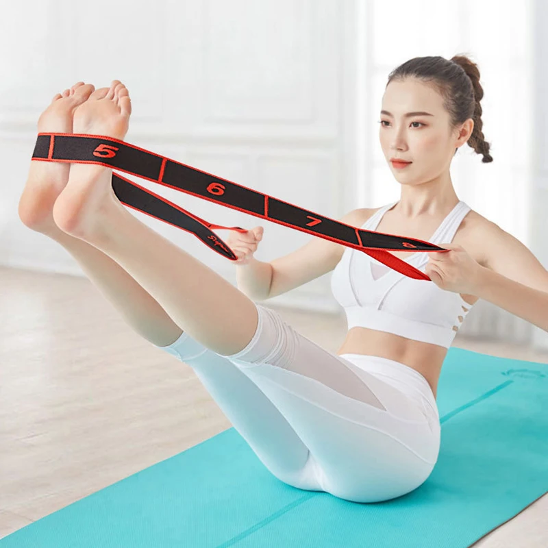 Sabuk peregangan Yoga, pita peregangan tari Yoga Pilates kebugaran sabuk tegangan Digital regang pita elastis pita resistensi