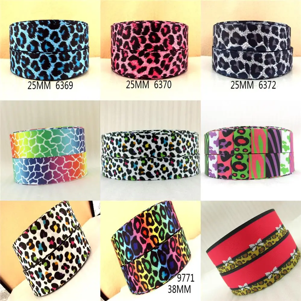 5 Yards Multi Sized Leopard Zebra Printed Grosgrain Ribbons DIY Sewing Accessory Gift Wrap Ribbon For Holiday Decoration