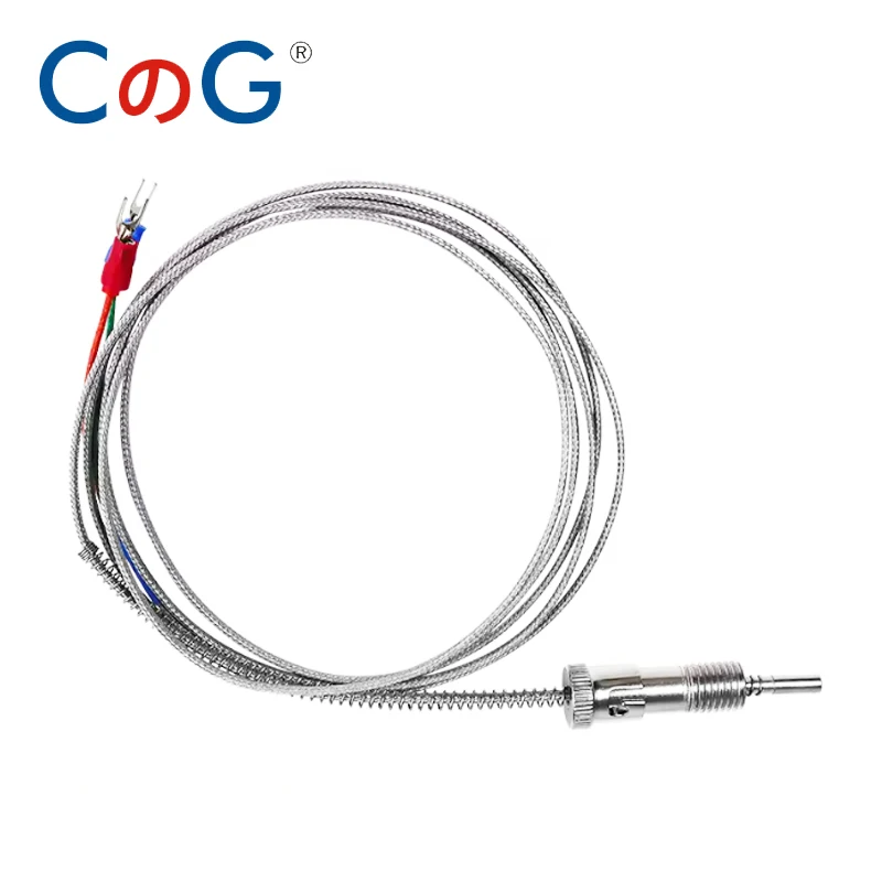 CG K Type WRNT-01 M12 Bayonet Compression Spring Shielded Wire 1-5M Thermocouple Temperature Sensor for Temperature Controller