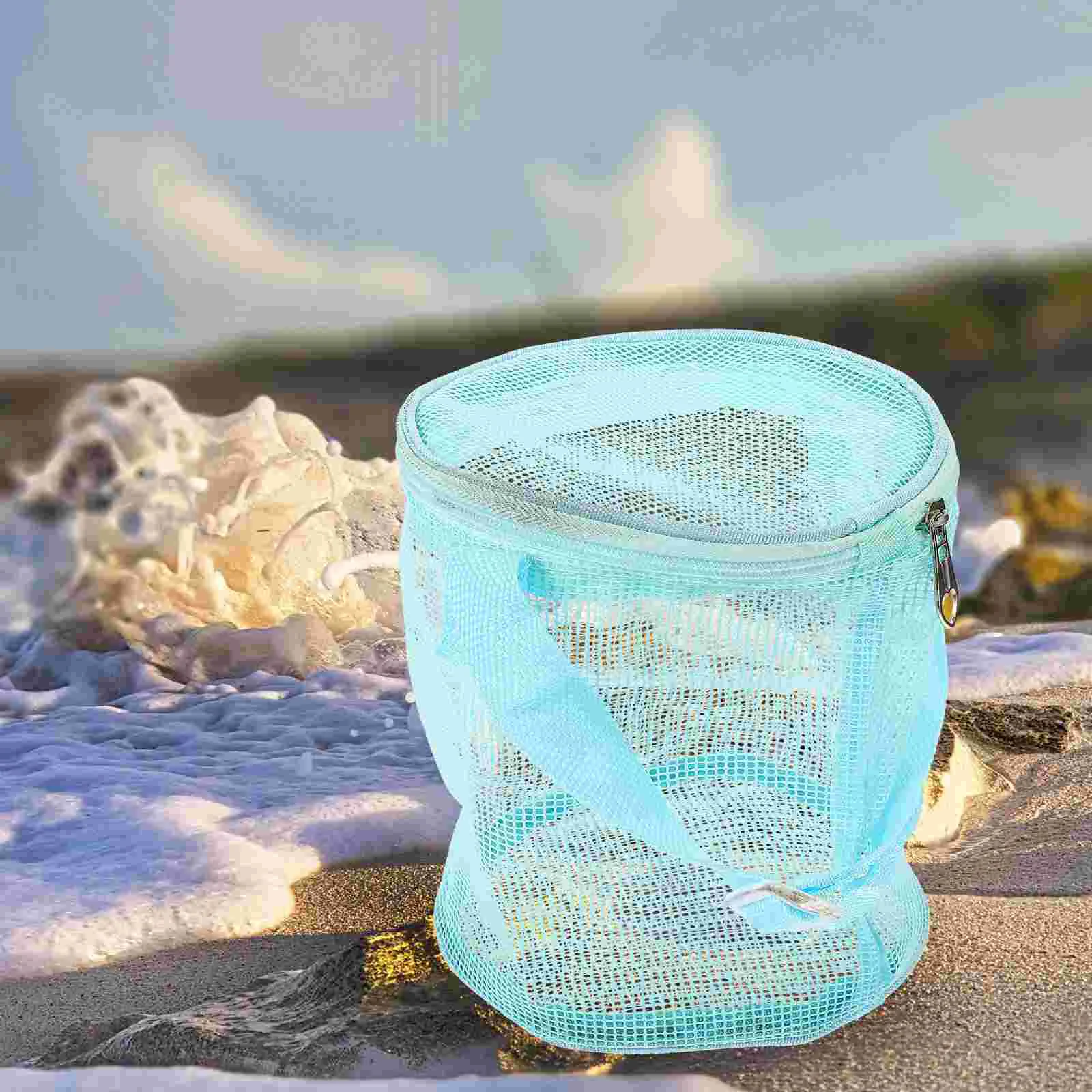 Beach Storage Bag Portable Bucket Kids Supply Children Large Capacity Round Mesh