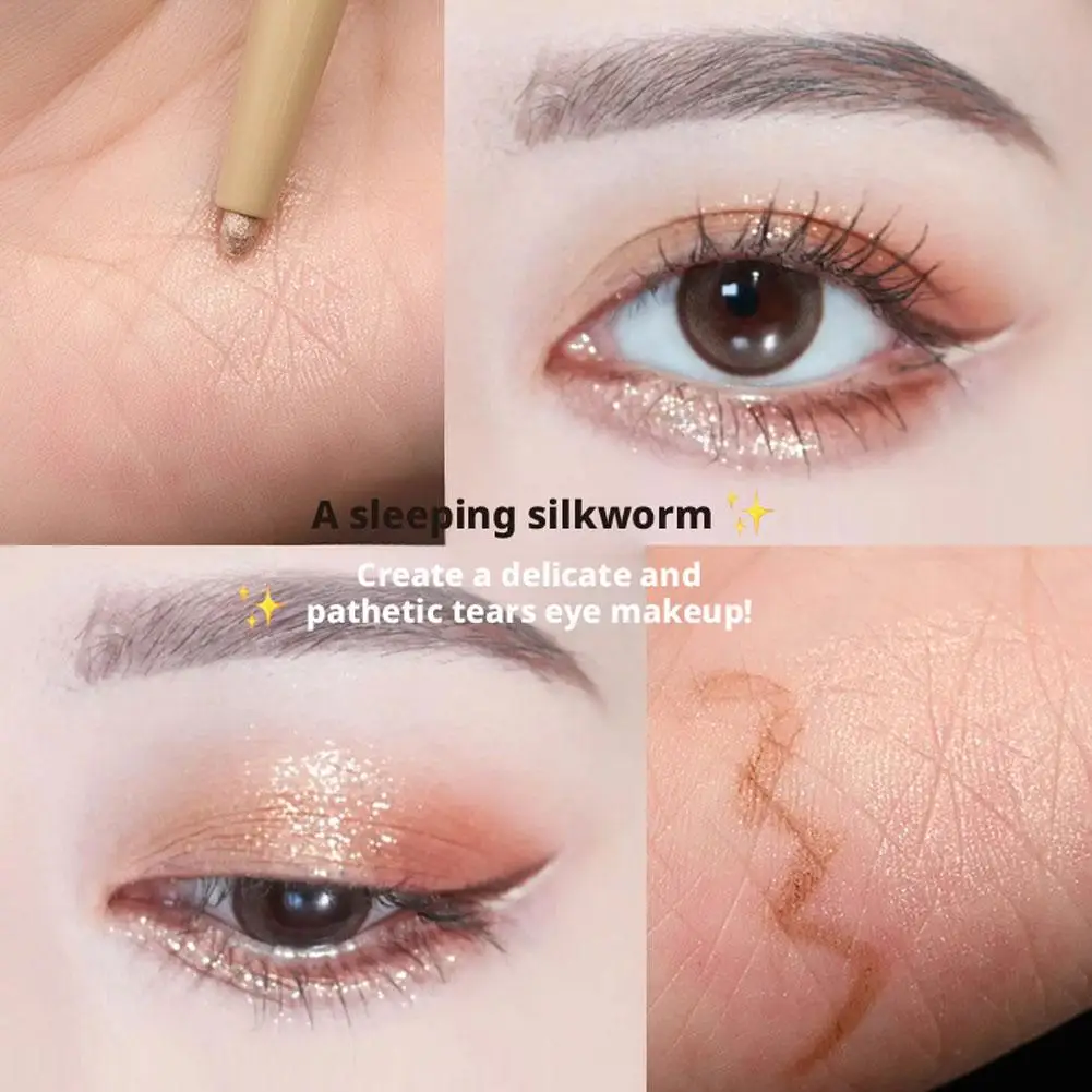 Double-headed Glitter Eyeshadow Pen Pearlescent Matte Waterproof Makeup Diamond Brighten Eyeliner Pen Silkworm Highlight D9X5